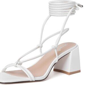 Women's Faux Leather Lace Up Chunky Heel Sandals 8.5 Summer Comfort